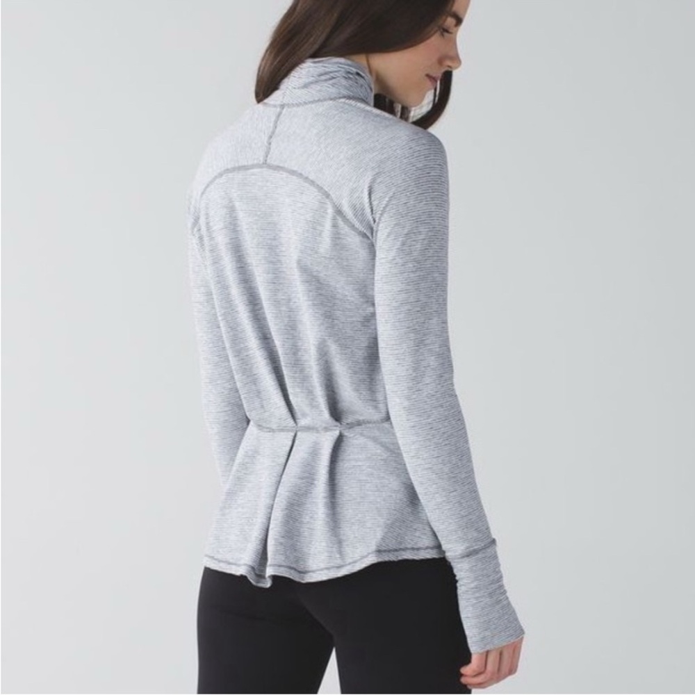 Lululemon Warm Your Core Long Sleeve Tonka Stripe Slate White size 10